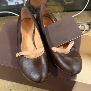 Louis Vuitton Dark Brown Flats with Pink Accents